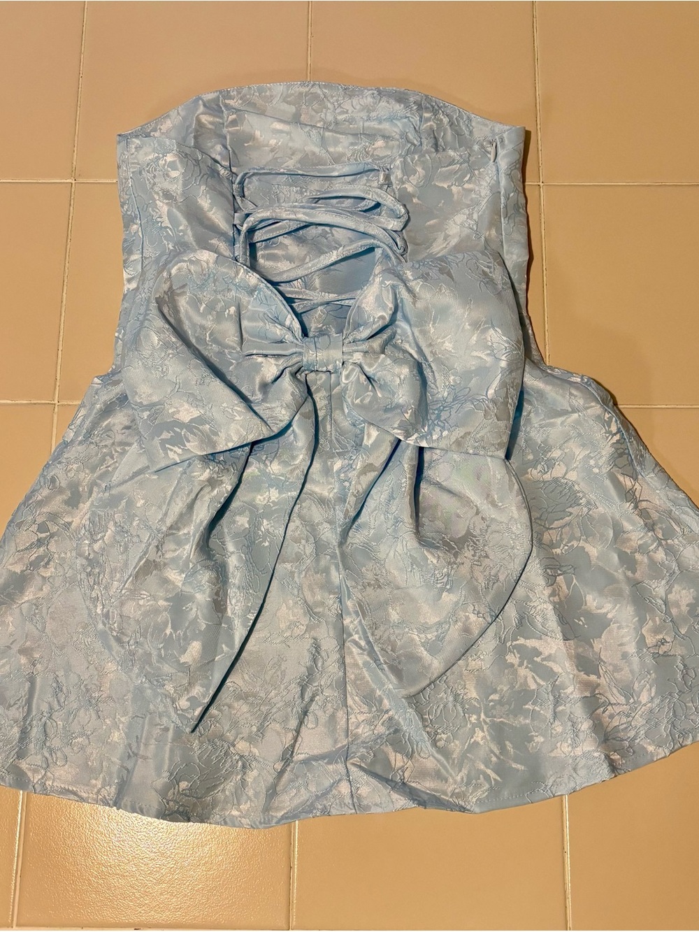 Light blue jacquard print mini dress